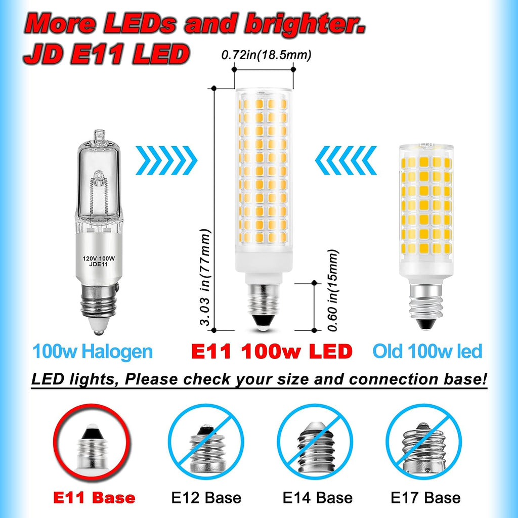 Dimmable JDE11 E11 120V 100W Candelabra Bulbs Equivalent,2700k Warm