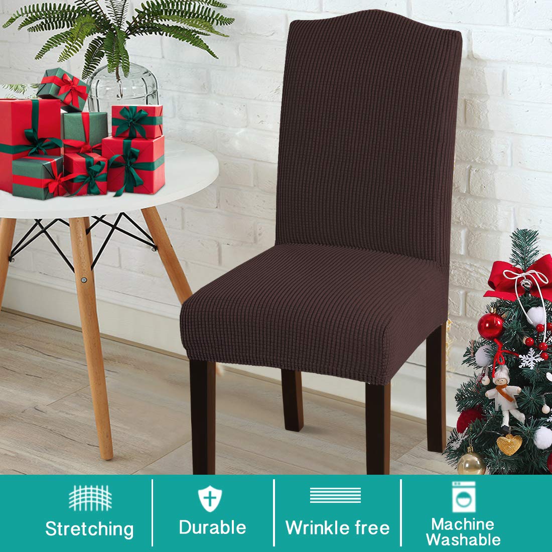 Dining Room Chair Covers, Stretch Parsons Chair Slipcover Set of 6 Washable Kitchen Dining Chair Cover Removable