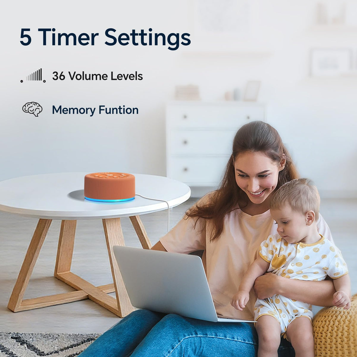 Sleep Sound Machine White Noise Machine with 30 Sounds Non Looping Sounds 12 Night light Colors with 5 Sounds Timers 36 Adjustable