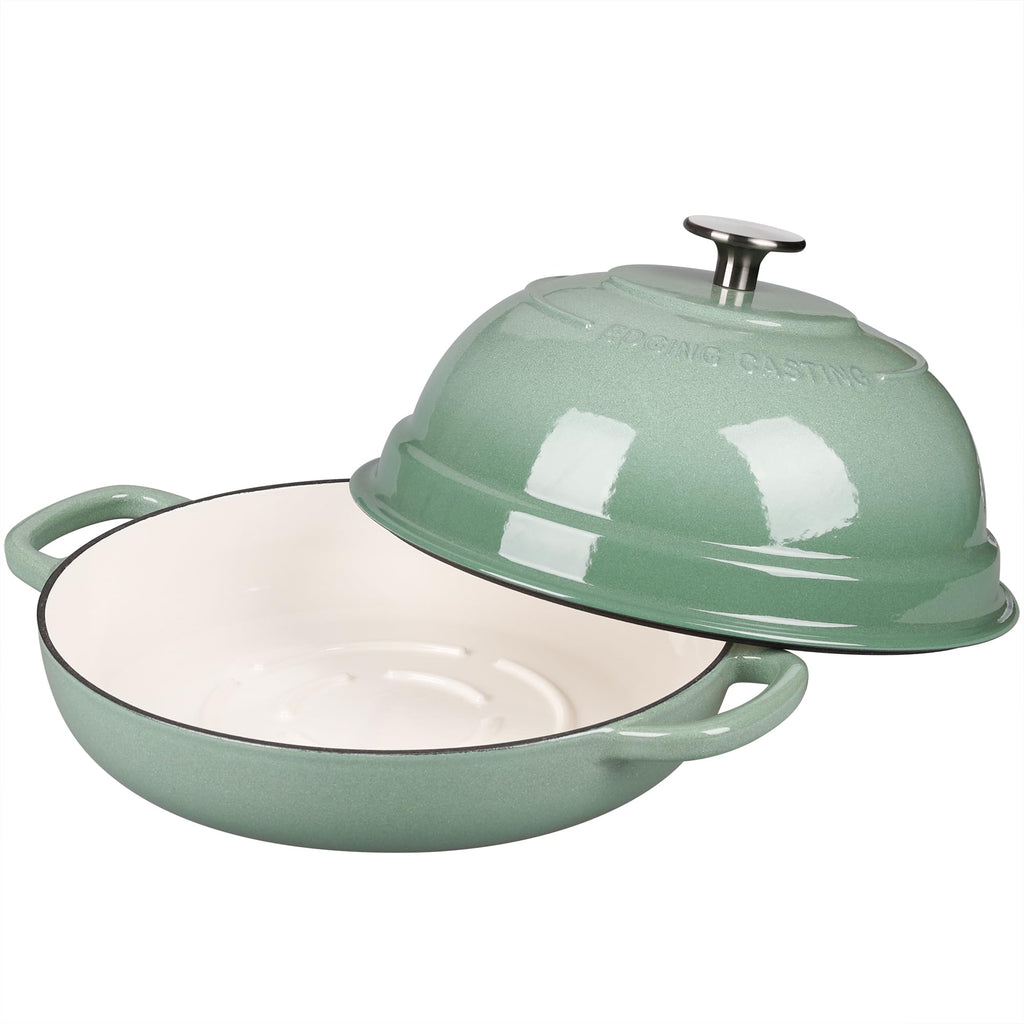Enameled Cast Iron Dutch Oven Pot with Lid, Round Bread Oven made Sourdough Bread Baking, 6 Quart, Sage Green