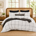 Gingham Comforter Set 3 Pieces, Black White Plaid Bedding