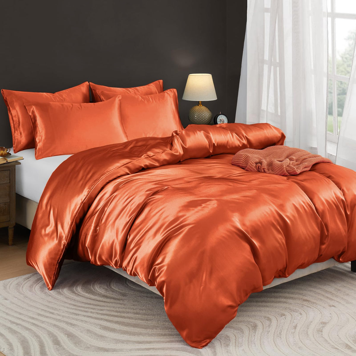 3-Sided Zipper Closure Duvet Cover Set 100% Mulberry Silk, 19 Momme Luxury Bedding- 1 Pieces Duvet Cover Set, Easy On