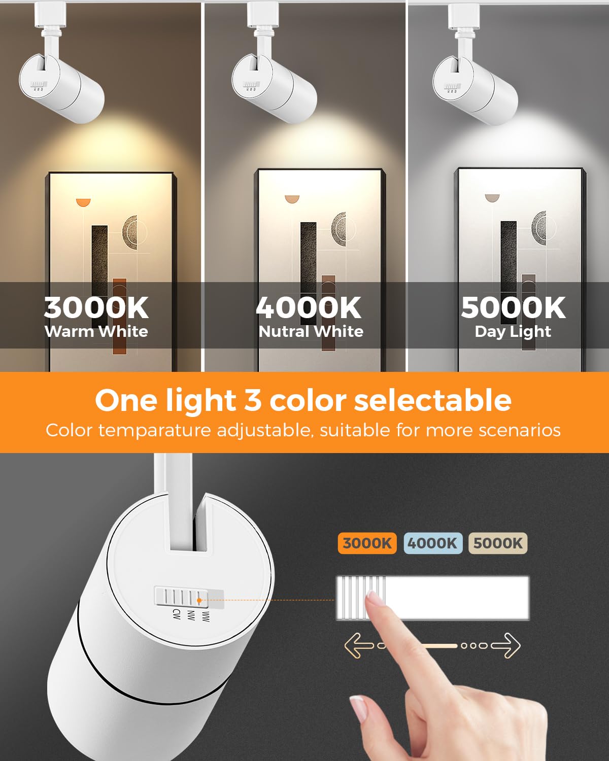 Zoomable 10W LED Track Lighting Heads H Type, White 4 Pack