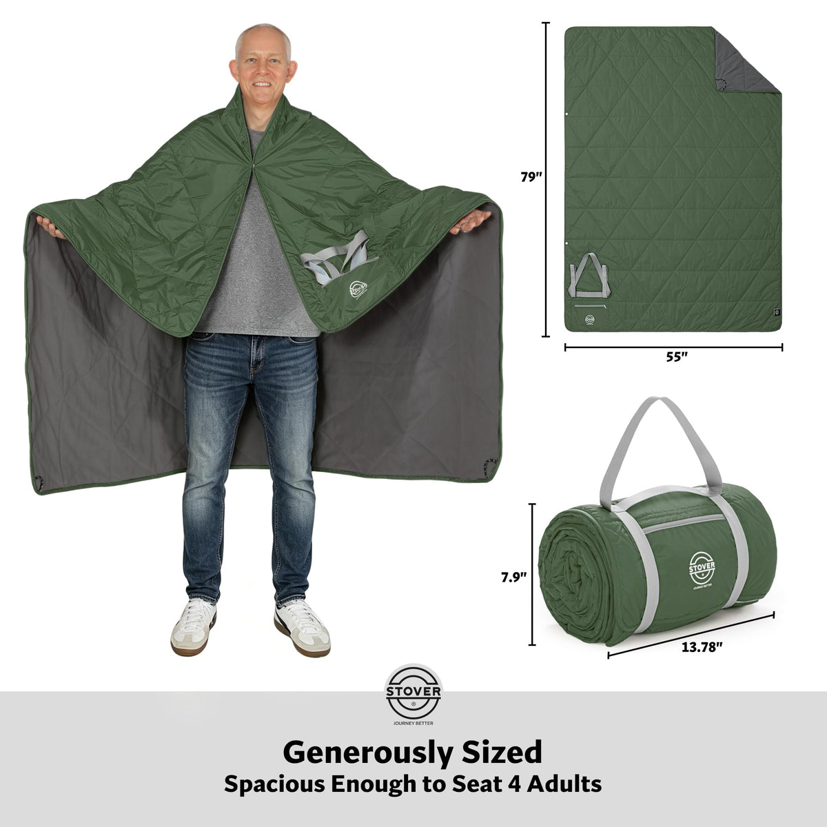Large Waterproof Outdoor Stadium Blanket- Extra Thick Soft Fleece Camping Blanket for Travel, Picnics, Sports, Dogs