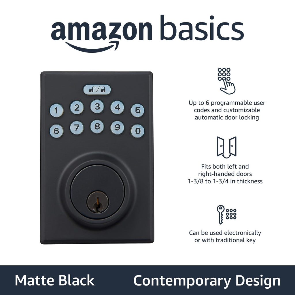 Electronic Keypad Deadbolt Door Lock with Auto Lock, Touch-Control Keyless Entry, Customizable User Codes, Easy