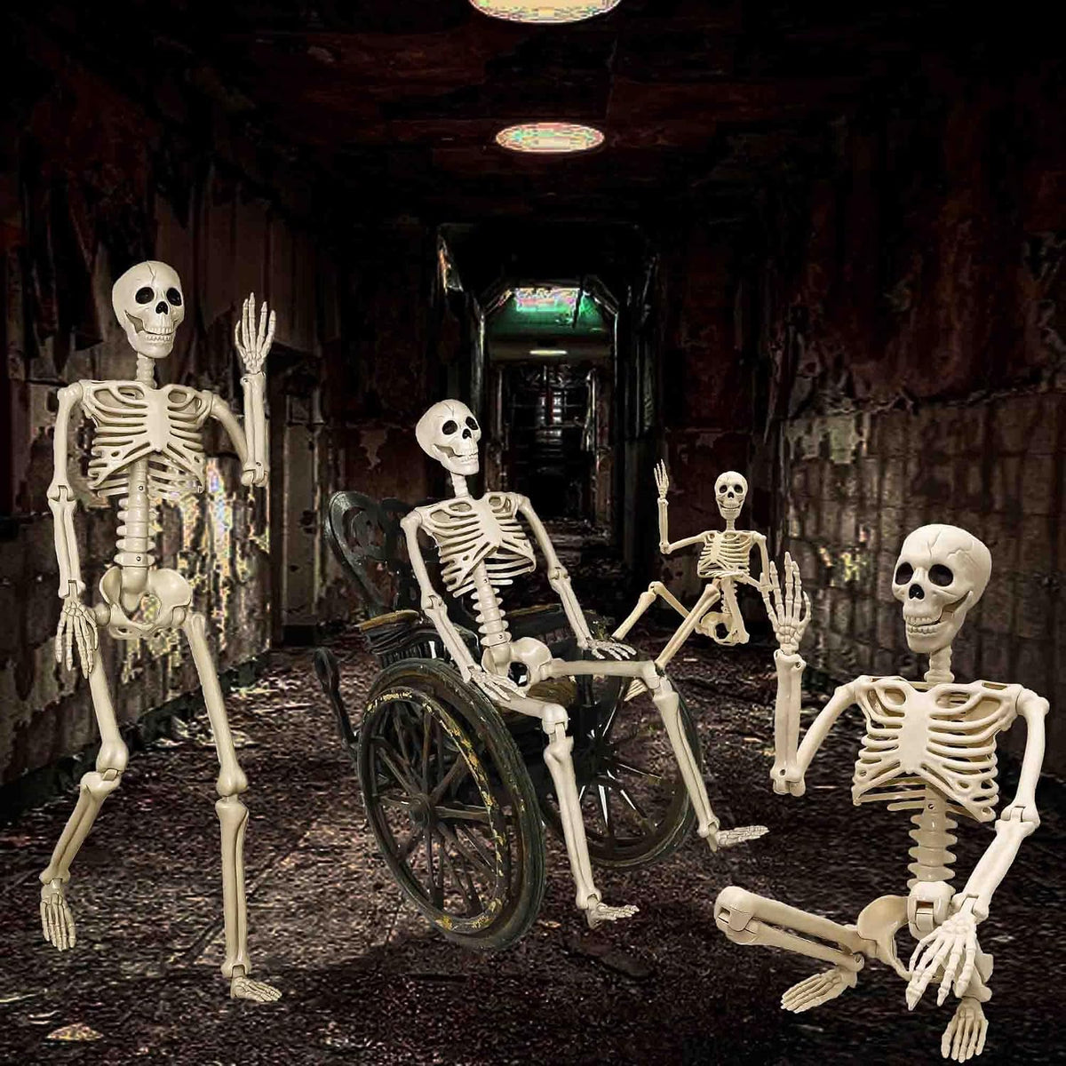 36"Halloween Skeleton - 3 ft Life Size Human Skeleton with Full Body Posable Joints Plastic Skeleton - Set of 2