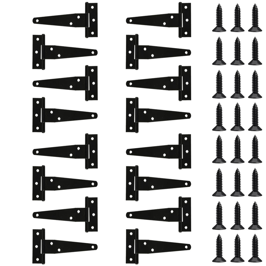 16 Pack 4 Inch T Strap Hinges Heavy Duty Black Outdoor Tee Hinge
