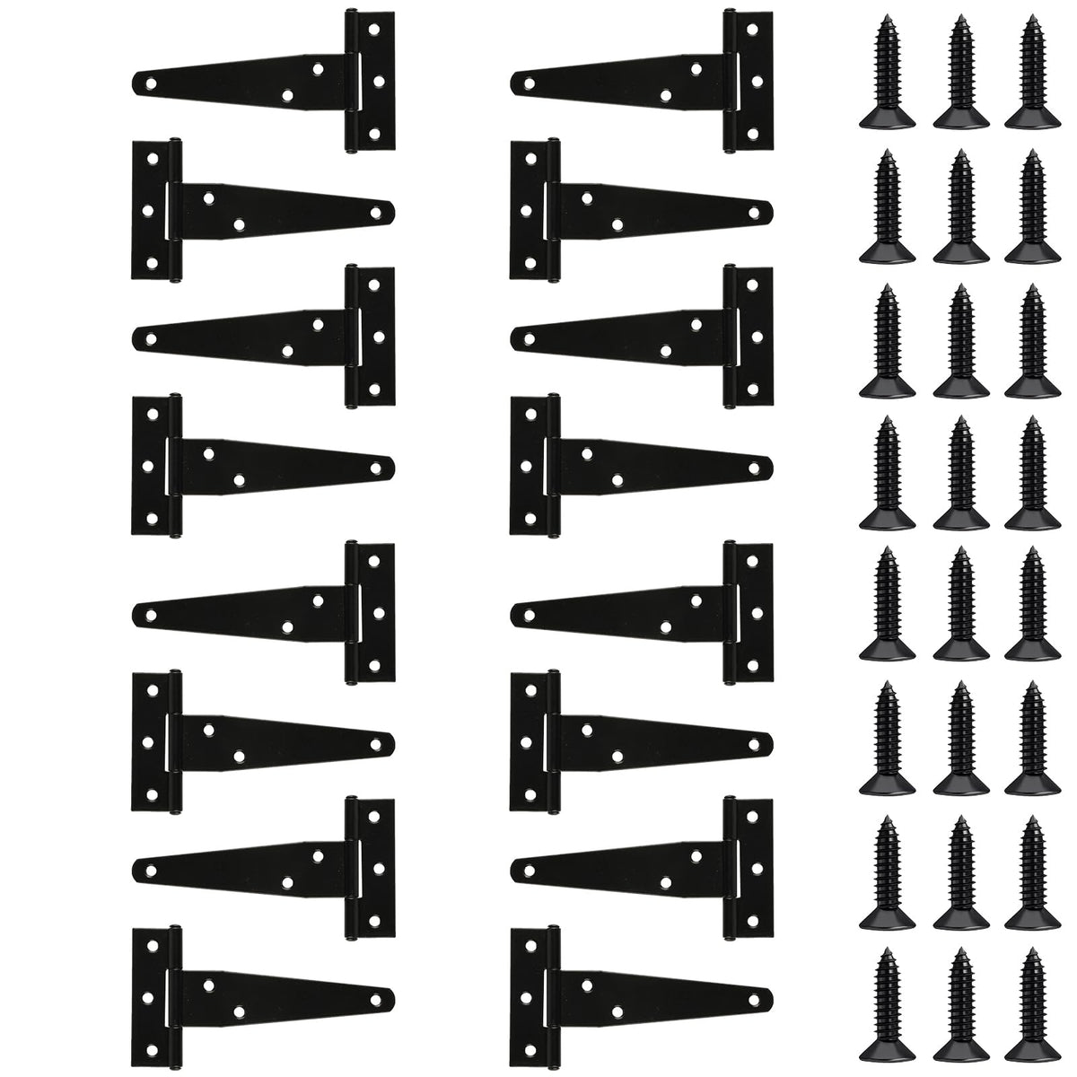 16 Pack 4 Inch T Strap Hinges Heavy Duty Black Outdoor Tee Hinge