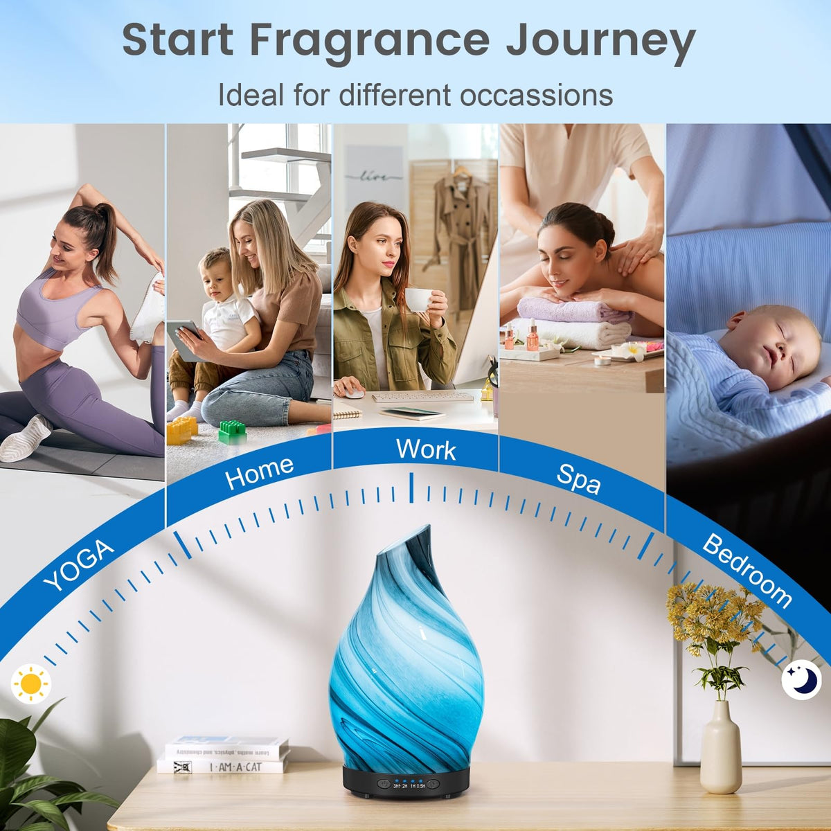 Glass Essential Oil Diffuser - 7 Color Lights