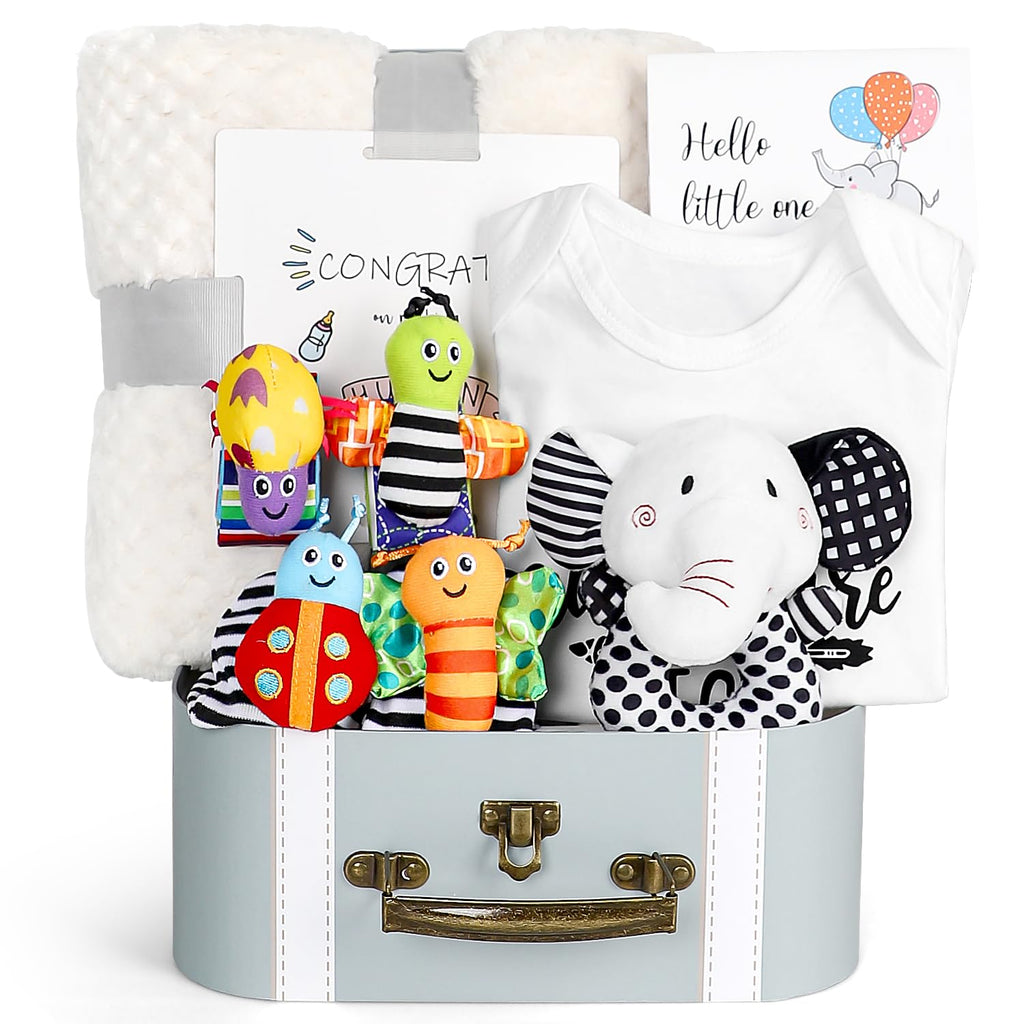 Baby Gift Set, Baby Shower Gifts, Black and White High Contrast Baby Toys 0-6 Months for Newborn Essentials Infant