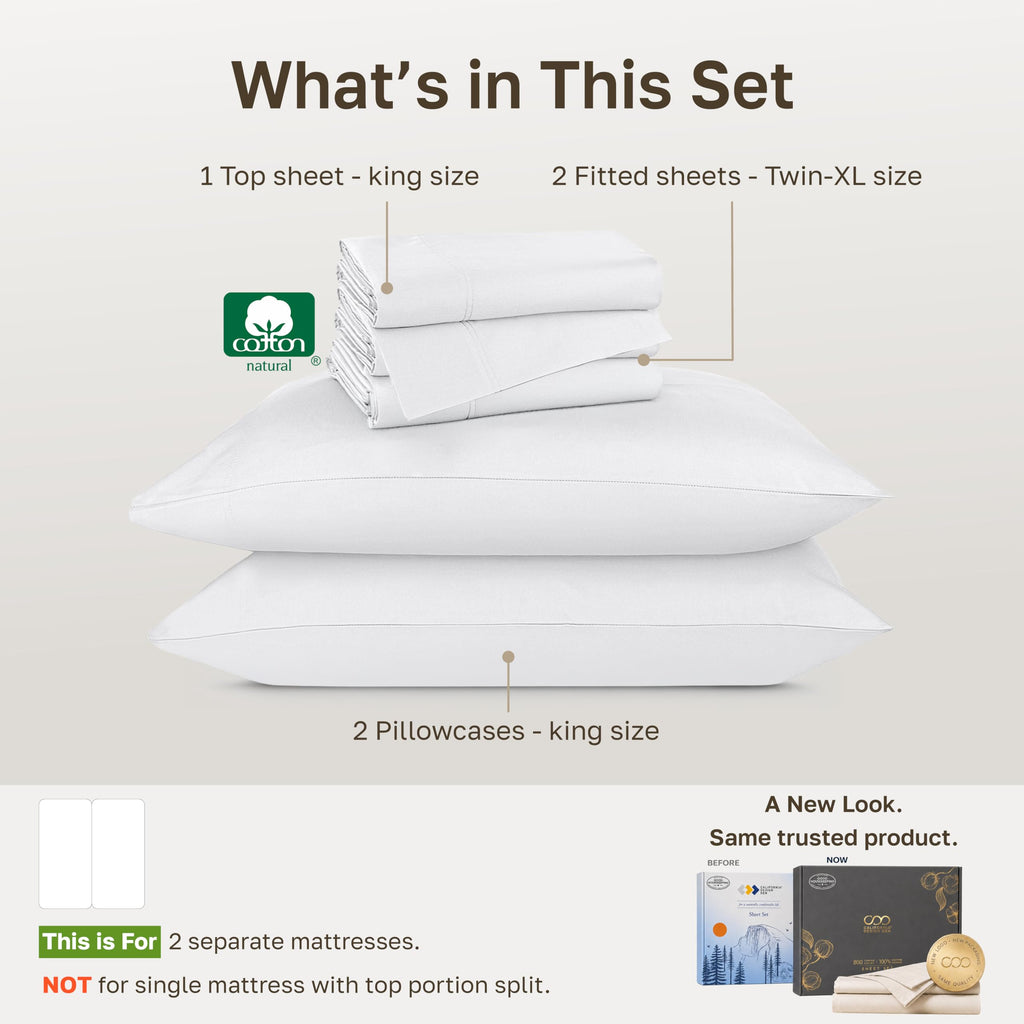 800 Thread Count Sheets, 5 Pcs Set, White