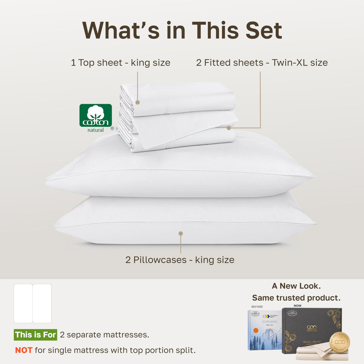 800 Thread Count Sheets, 5 Pcs Set, White