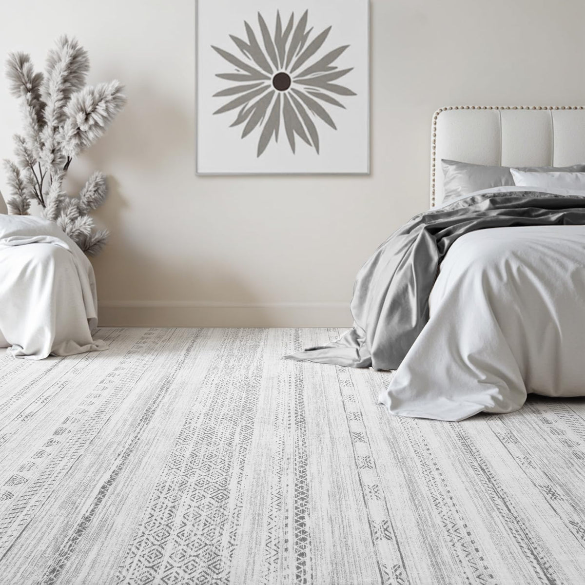 Area Rugs Machine Washable Rug Distressed Indoor Carpet Neutral Moroccan Boho Rug Ultra Soft Area Rug Dining