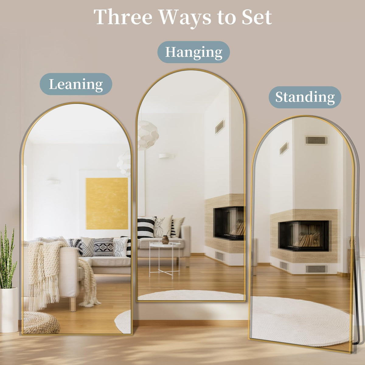 76"x34" Arched Full Length Mirror with Stand,Full Body Floor Mirror