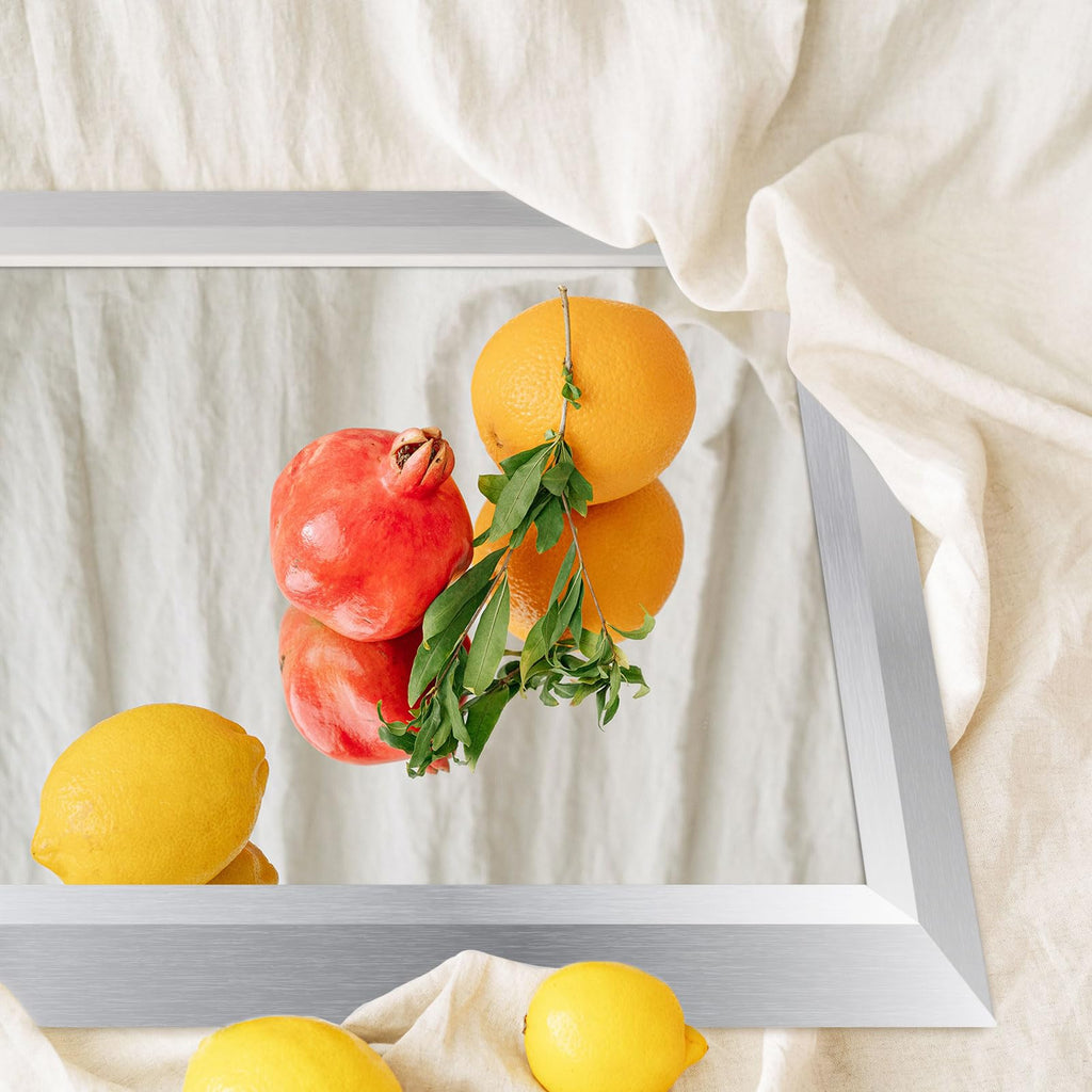 Bathroom Mirror for Wall 40x30 Inch, Brushed Silver Metal Framed