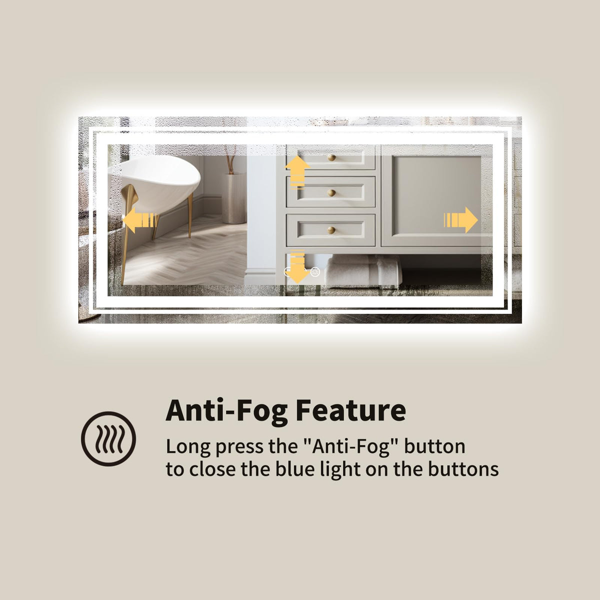 72" x 36" LED Bathroom Mirror with Light
