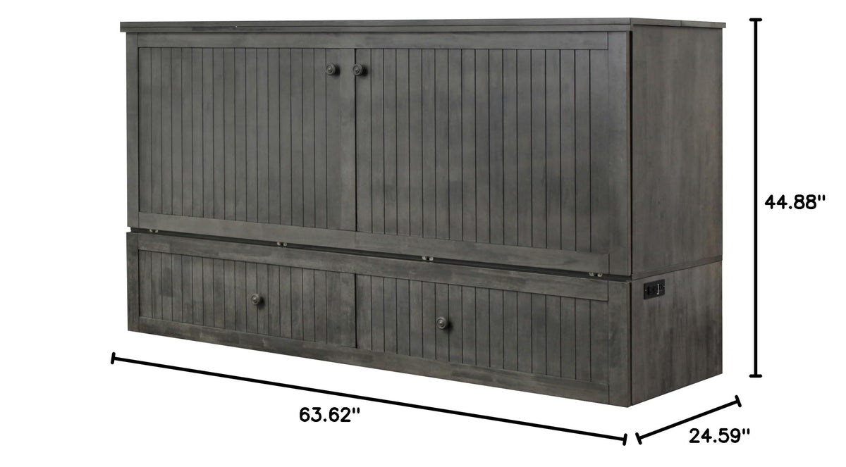 Murphybedz Tuscany Murphy Cabinet Chest Bed with Charging Station 6 Inch (Galaxy Grey, King)