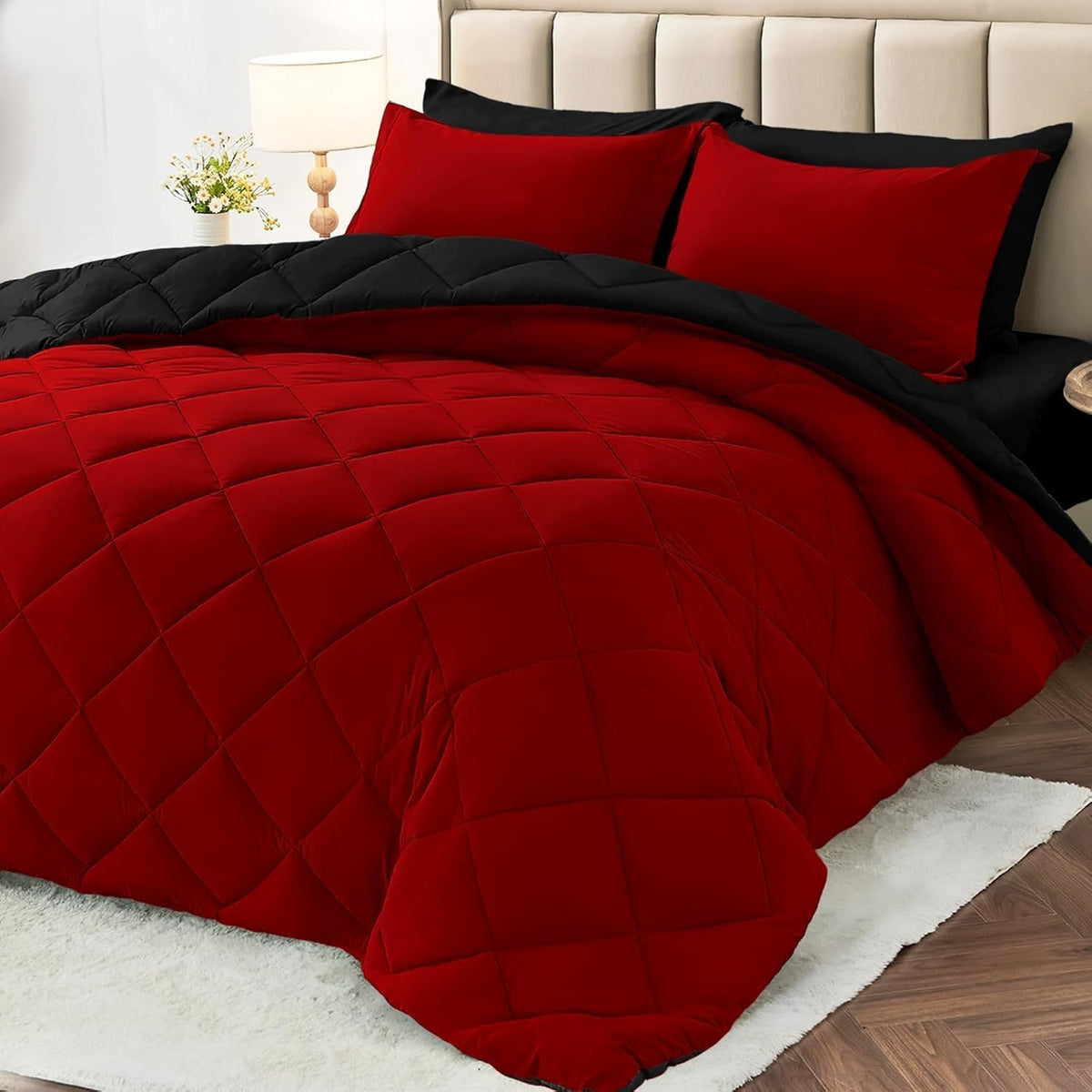 Reversible Comforter Set, 7-Piece All-Season Bed in a Bag