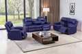 3 Pieces Living Room Furniture Sets with Cup Holder, Manual Leather Recliner Sofa Set with Storage, Bonded Leather