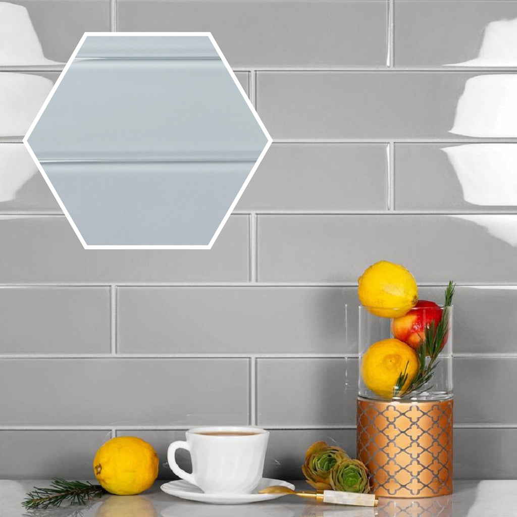 20-Pack 3 x 12-in. Gray Glossy Glass Subway Wall Tile at 5 sq. ft. Per Case APLA88092 3X12A, Elegant and