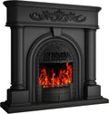 Electric Fireplace with Mantel, Solid Wood 51Inch Fireplace TV Stand with Roman Column for Living Room, Vintage Style
