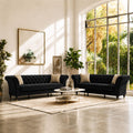 Black Chesterfield Sofa Set, 88.5" 3 Seater Couch