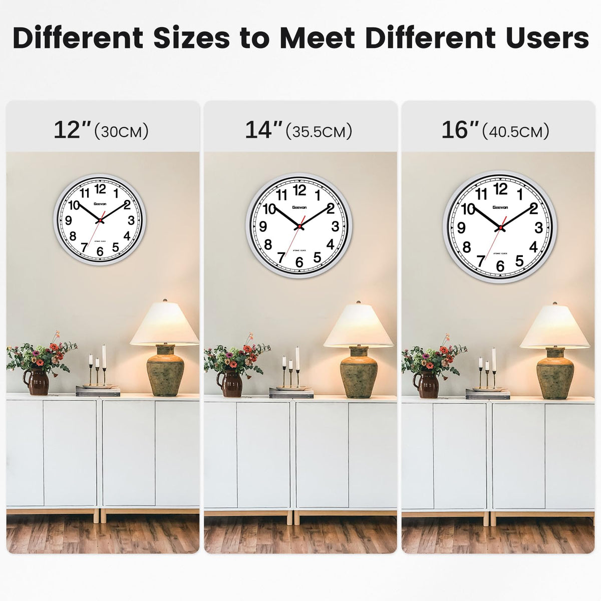Inspired Nelson Style 16" Atomic Wall Clock Self-Setting Analog Clock with Automatic Time
