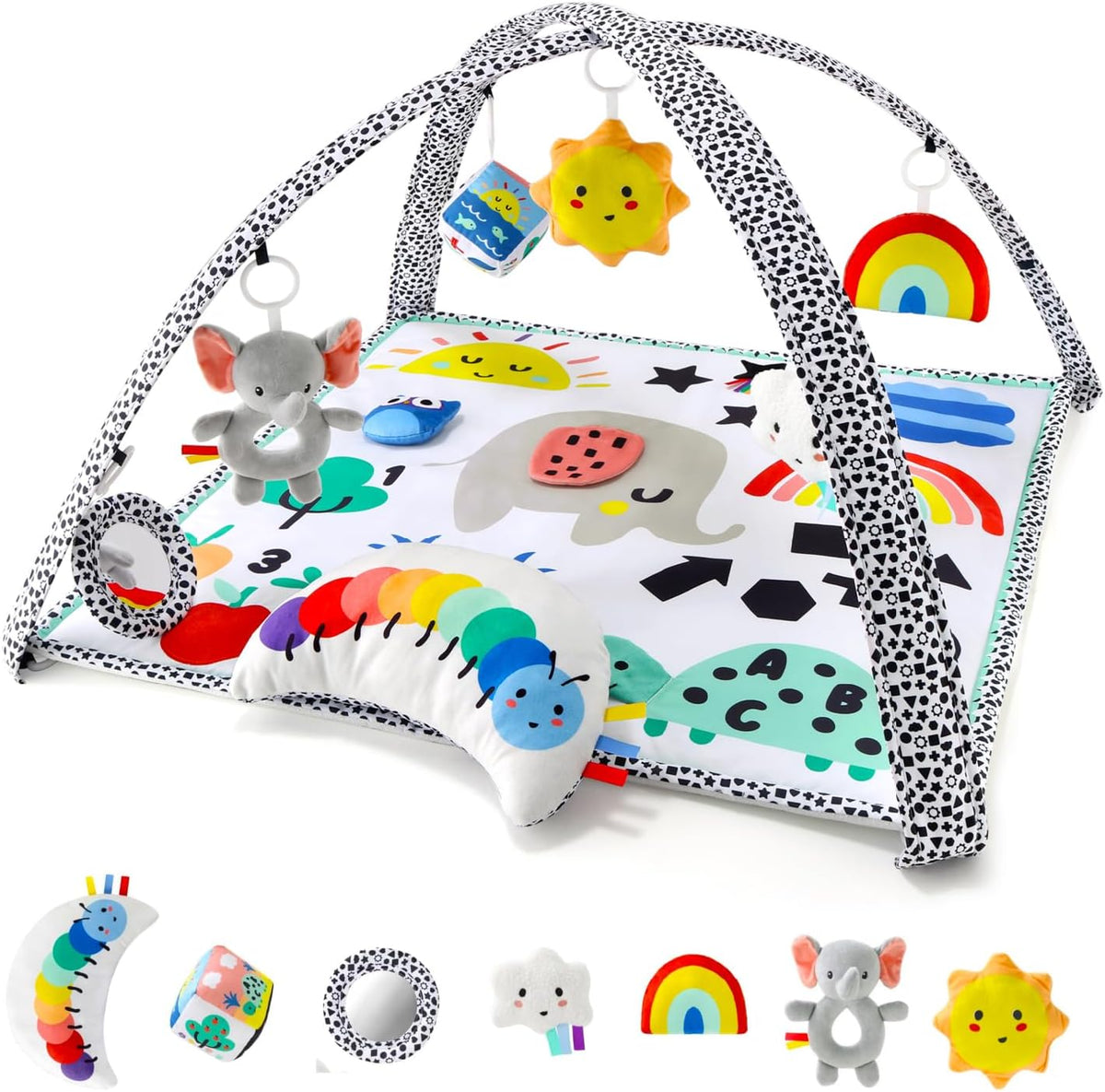 Unisex Baby Play Gym & in-1 Play Mat - Playmat Baby Toys 0-6, 6-12 Months Tummy Time Mat with Hanging Toys, Soft