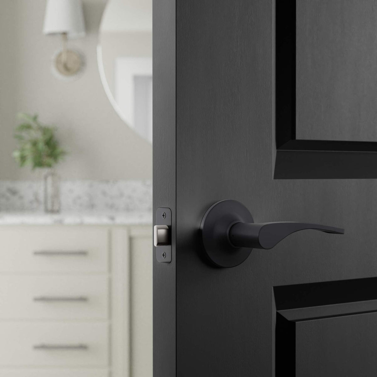 Victorian Easy Installation Passage Door Lever, Matte Black, 1-Pack
