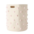 Pom Pom Basket, Hamper, Blush, Cotton Canvas Storage, 18"D x 20"H