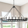 53-Inch Wagon-Wheel Chandelier, Large Farmhouse Ring Light for Tables, Islands