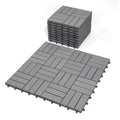 Interlocking Deck Tiles 12"x12"x0.94'' Gray Acacia Wood Patio Decor Flooring Tiles-Interlocking FSC Wood Flooring