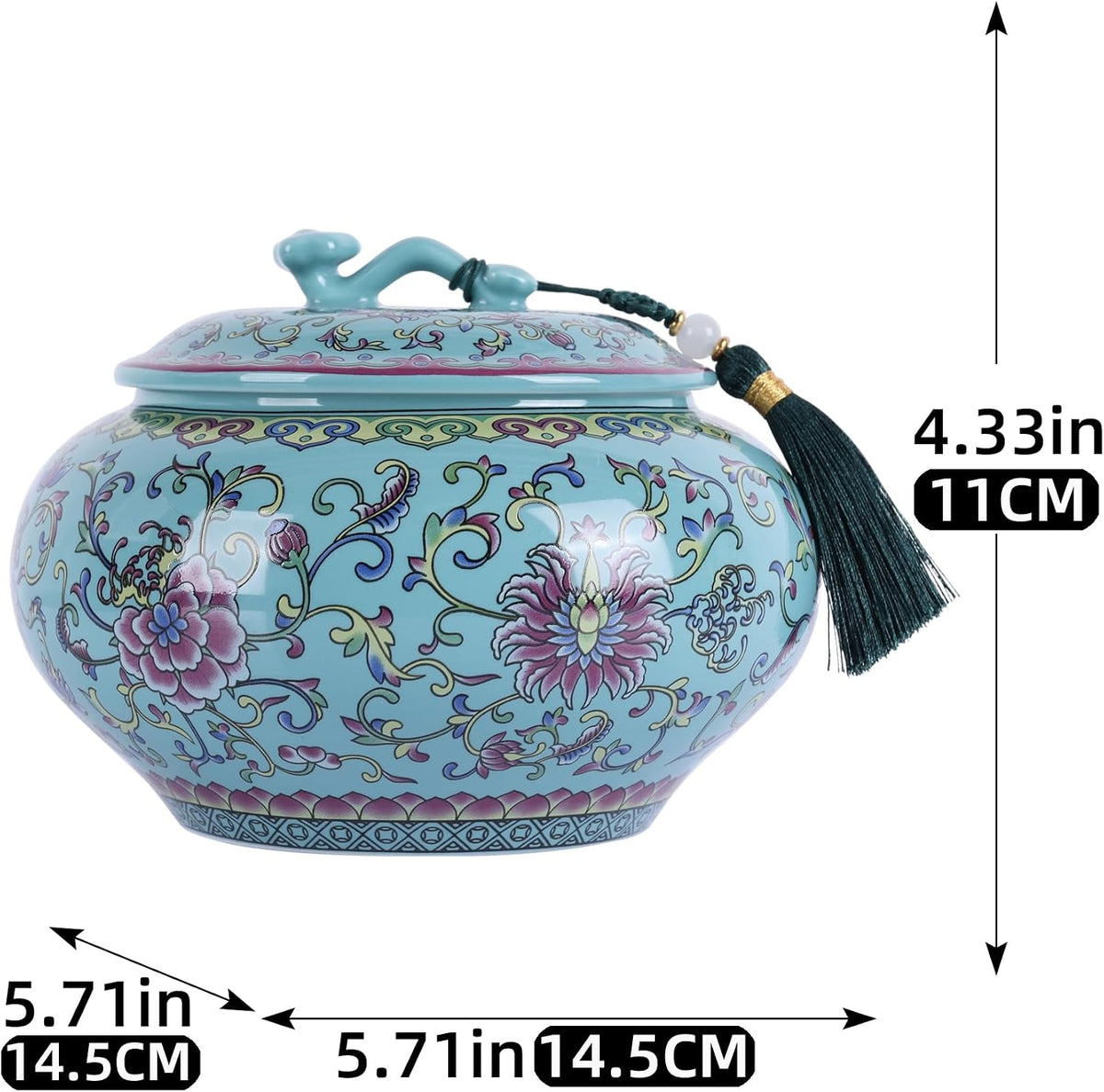 Decorative Ceramic Enamel Ginger Jar Decor - Blue and White Porcelain Storage Jar, Chinoiserie Flower Vase