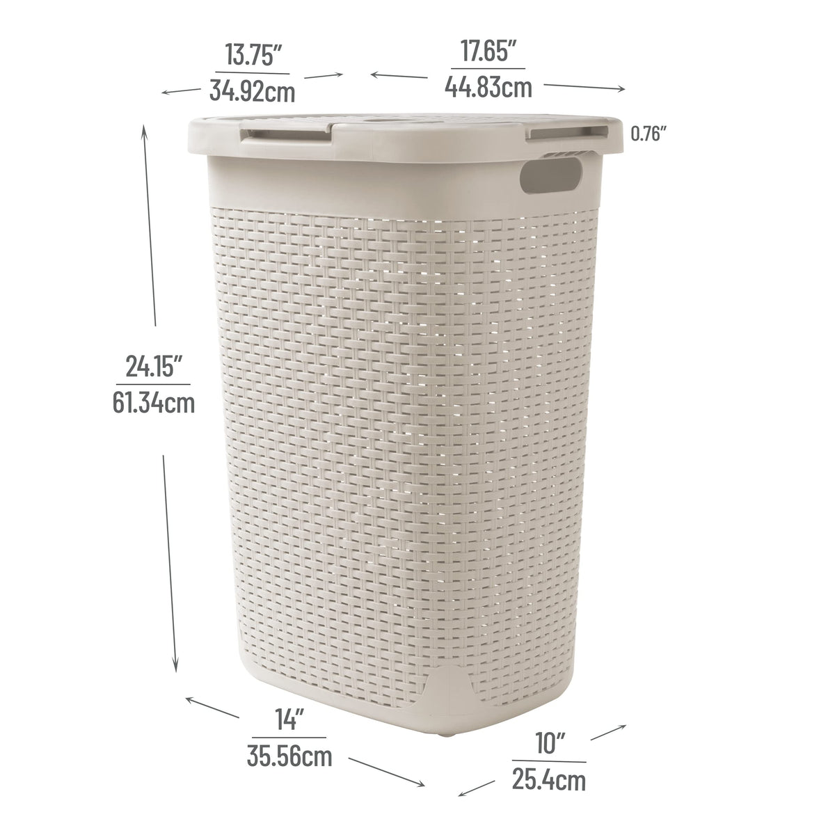 Slim Laundry Hamper with Lid, 60L Tall Clothes Basket, Narrow Tapered Design s, Closets and Laundry Rooms, Plastic