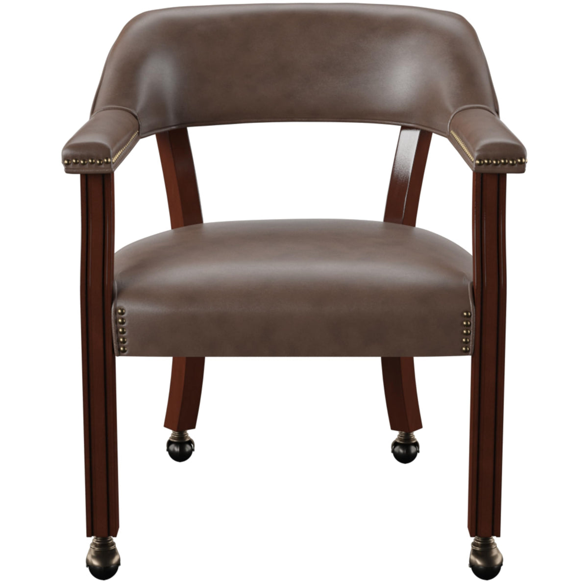 Silver Furniture Tournament Arm Chair w/Casters, Dining Chair with Casters, Upholstered w/Nailhead Trim, Vegan