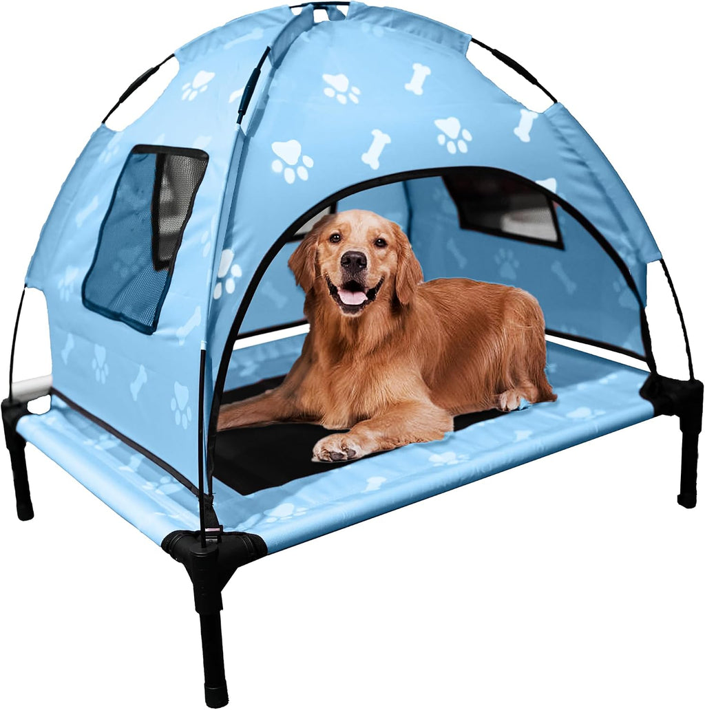 Elevated Covered Dog Bed - 36" x 36" x 30" - Dog Shade Canopy Lounger for Small & Large Dogs (Up to 110 lbs)