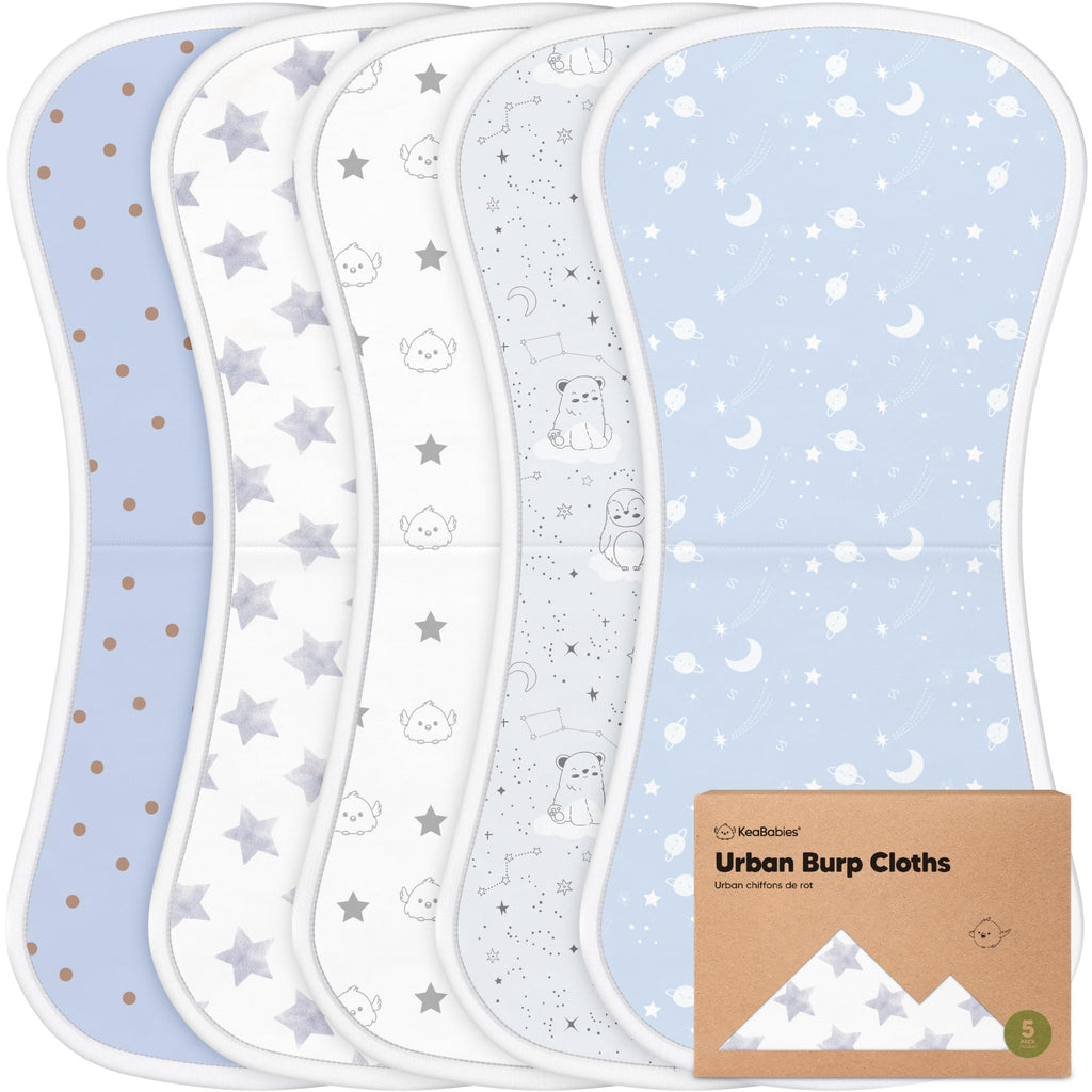Organic Burp Cloths Baby Boy & Girl, 5-pack Cotton Burp Rags(Constellation)
