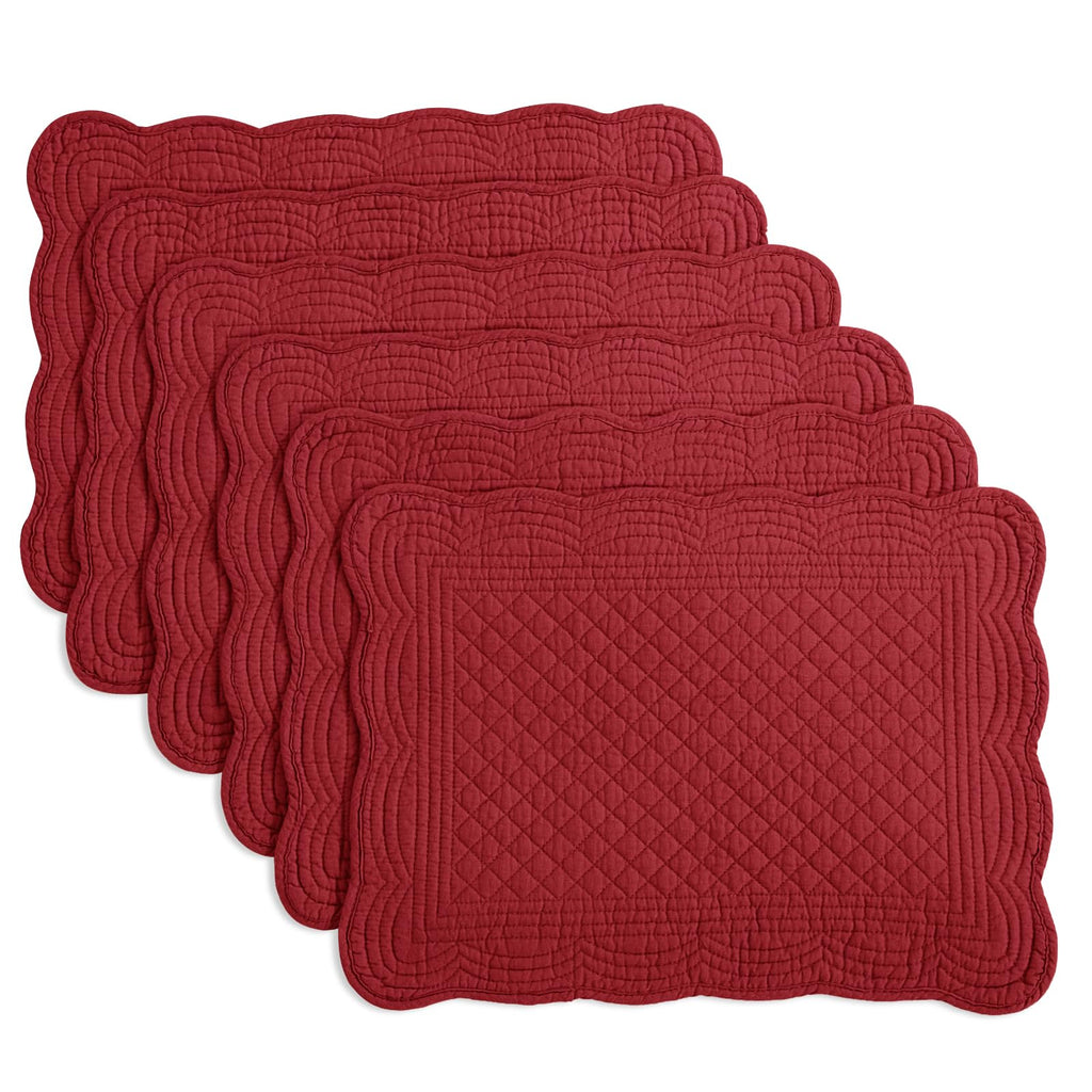 Quilted Placemats Set of 6 Washable-13x18 inches Rectangular Placemats Table-100% Cotton fabric cover and 100%