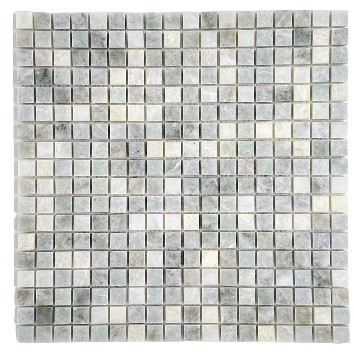 Light Ming Green Yellowish and Onyx and Grey Marble Polished Mini Square 5/8x5/8 Mosaic Tiles Backsplash Bathroom