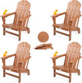 Folding HDPE Adirondack Chair 4-Pack, Gun-Leg Frame with Cupholder | All Weather Waterproof Heat Resistant, Wood