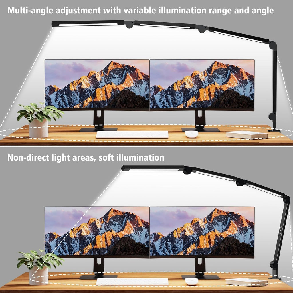 Bright LED Desk Lamp with Clamp,Eye Caring Architect Led Desk Lights with Adjustable Swing Arm Home,Dimming