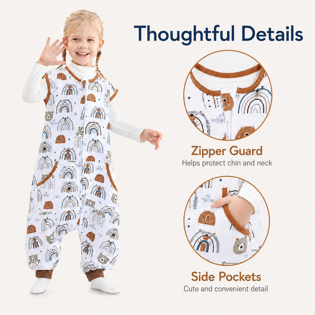 Toddler Sleep Sack with Feet, 1.0 TOG Wearable Blanket