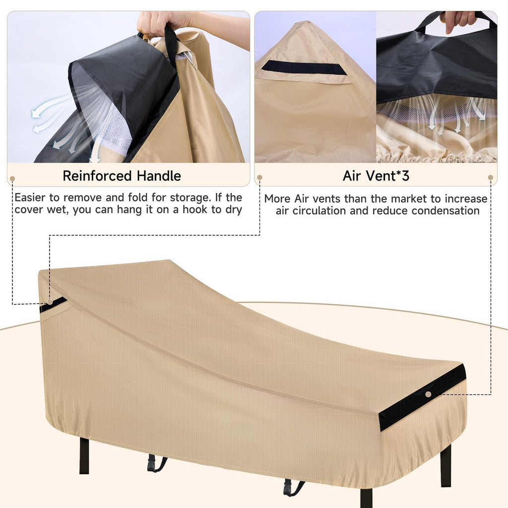 Lounge Chair Covers 2 Pack 420D Waterproof Heavy Duty 76"x32"x32"