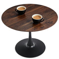 Inspired Saarinen Style 42 Inch Walnut Round Dining Table for 4, Tulip Dining Table with Thickened Tabletop & Sturdy Metal Pedestal, Mid