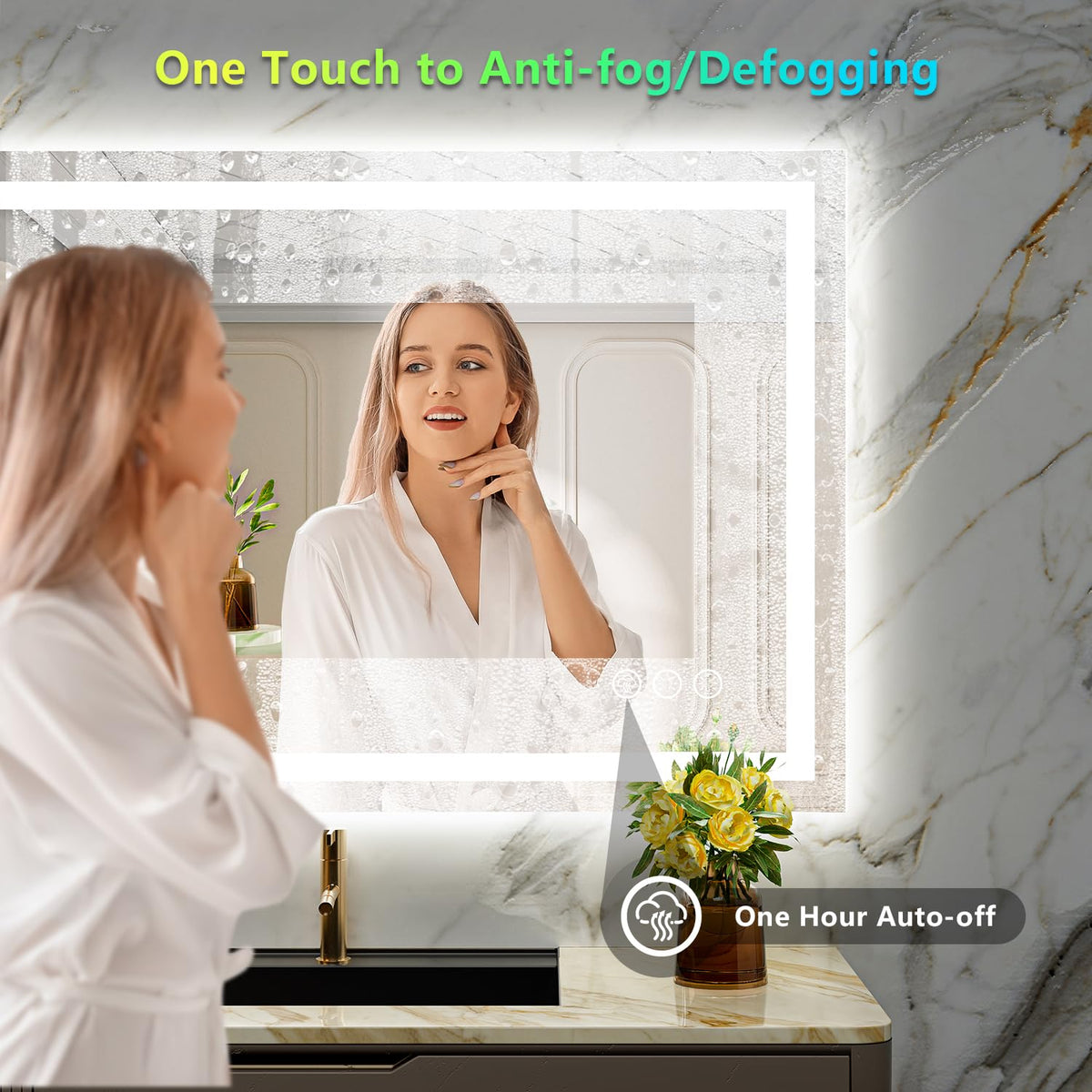 51x40 LED Bathroom Mirror with Lights, RGB Backlit Lighted Mirror