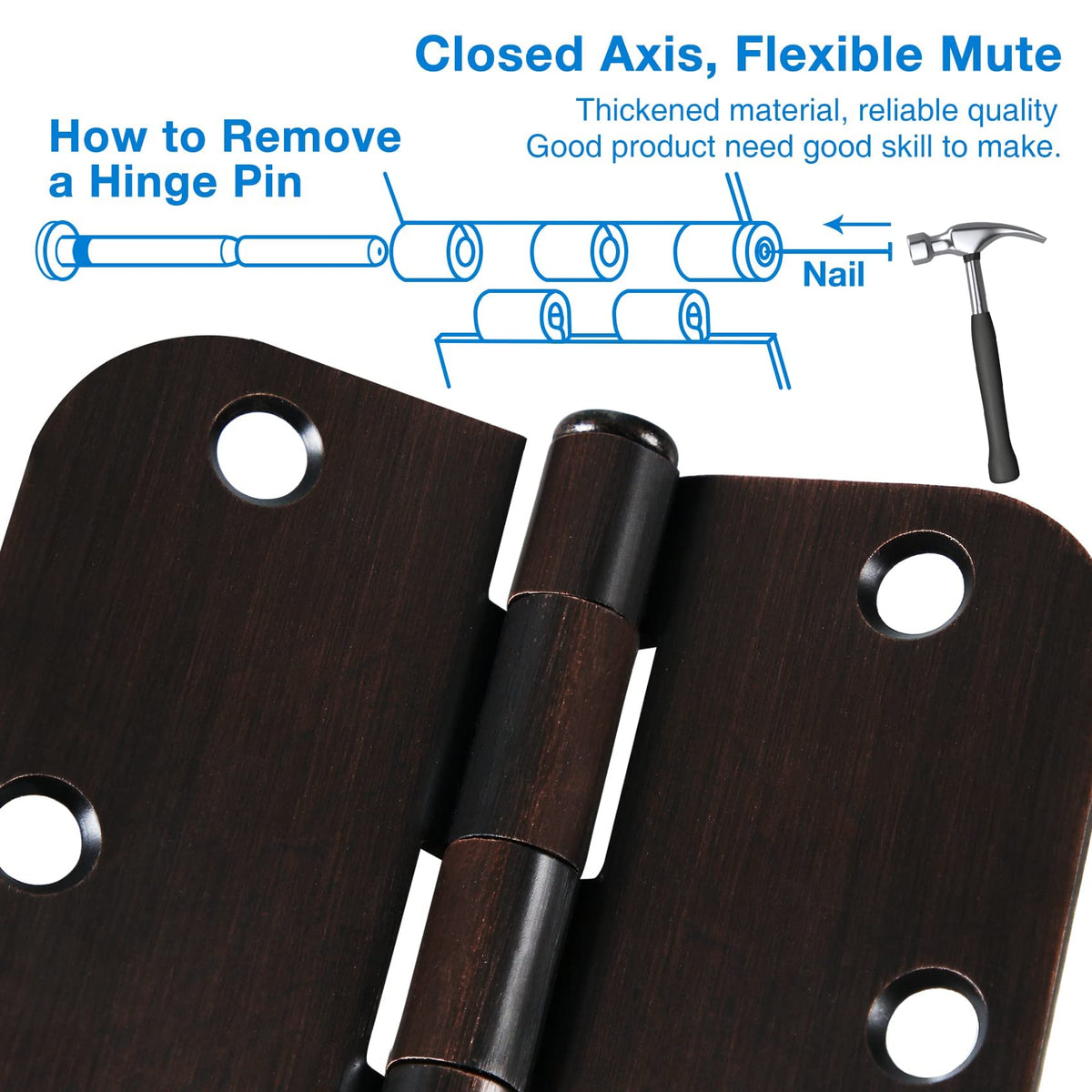 Residential Oil Rubbed Bronze Door Hinges 3.5 Inch X 3 1/2" 5/8"