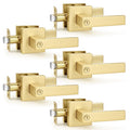 Interior Privacy Door Handles 5 Pack, Gold Bed & Bath Zinc Alloy Door Levers with Lock, Reversible for Right & Left
