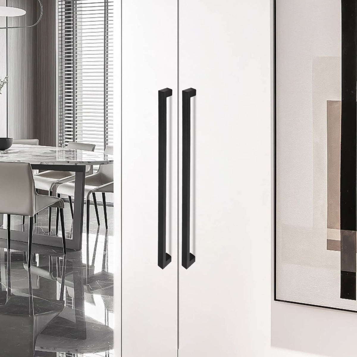 10 Pack 18 Inch Matte Black Cabinet Pulls, Square Drawer Handles
