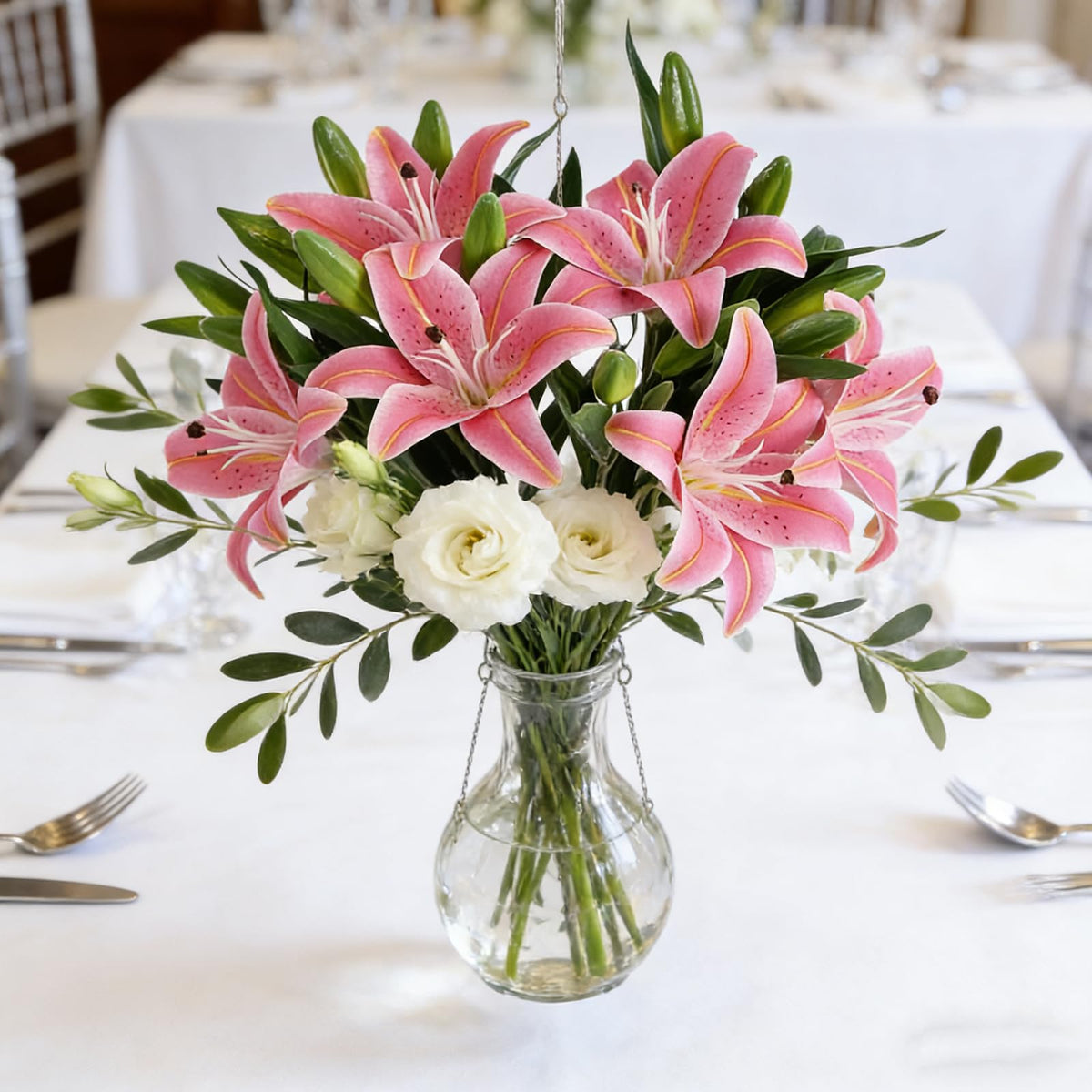 6 Pcs Real Touch Tiger Lily Artificial, Rose Pink