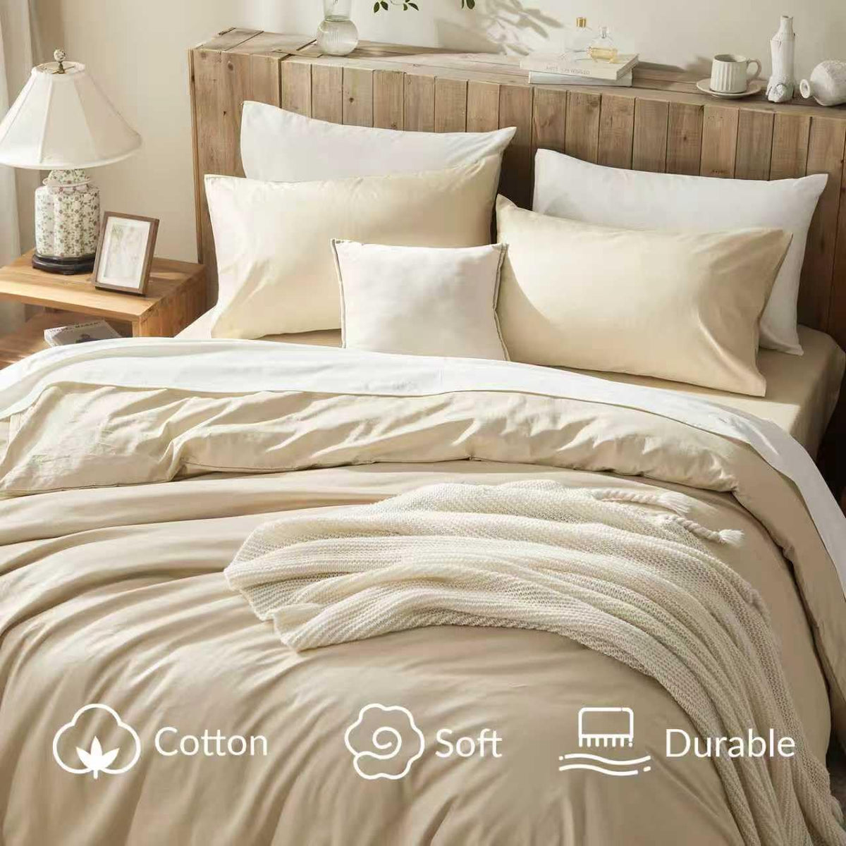 Duvet Cover Set, 100% Egyptian Cotton, 1600 Thread Count, Ultra Soft & Breathable Luxury Bedding with Zipper